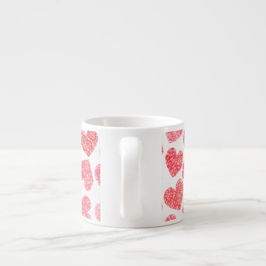 Tasse Expresso Mignonne Rouge Doodled Heart Valentine's Day Motif (Dos)