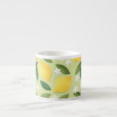 Tasse Expresso Mignons citrons jaunes, fleurs blanches et feuille (Devant)