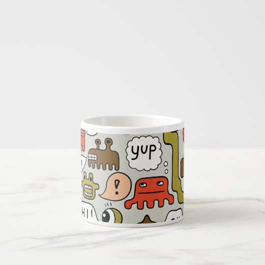 Tasse Expresso Mignons monstres de dessin : Arrière - plan sans c (Devant)