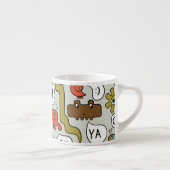 Tasse Expresso Mignons monstres de dessin : Arrière - plan sans c (Droite)