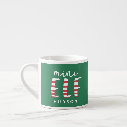 Tasse Expresso Mini elfe fête Noël rouge, vert et blanc (Gauche)
