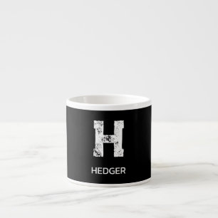 TASSE EXPRESSO MINIMALISTE BLANC MONOGRAMME À UNE LETTRE NOM NOIR