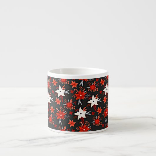 Tasse Expresso Modèle floral avec fleurs blanches rouges-11438 (Devant)