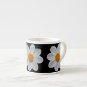 Tasse Expresso Modèle floral dahlia blanc sur noir (Devant droit)