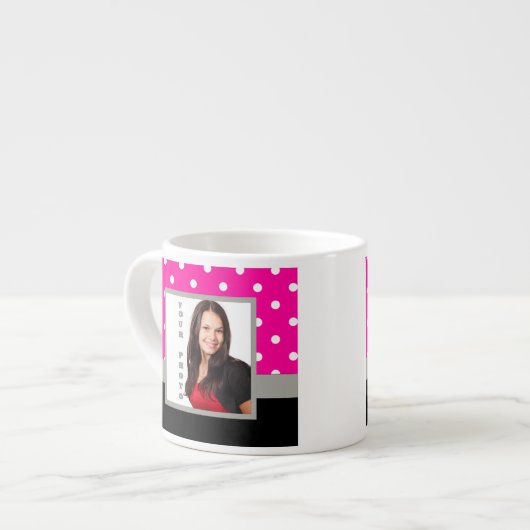 Tasse Expresso Modèle photo à points Polka rose (Devant gauche)