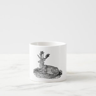 Tasse Expresso Modèle vintage d'illustration de cerfs communs