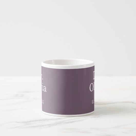 Tasse Expresso Modern Custom Dr. Name With Date Violet (Devant)