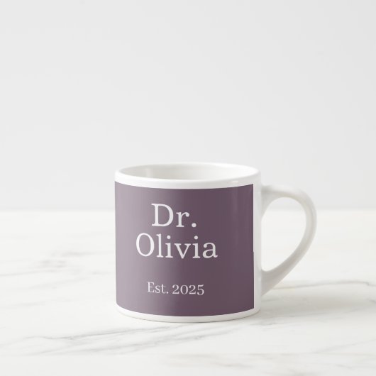 Tasse Expresso Modern Custom Dr. Name With Date Violet (Droite)