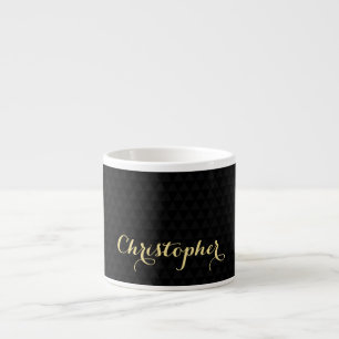 Tasse Expresso Moderne Élégant Noir Typographie Faux Or Tendance