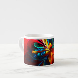 Tasse Expresso Moderne Floral Abstrait Art Orange Bleu Motif #14