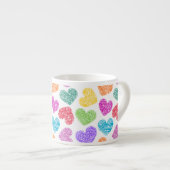 Tasse Expresso Moderne Vibrant Rainbow Doodle Hearts mignon Motif (Devant droit)