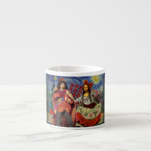 Tasse Expresso Mona Lisa Romantique Drôle Coloré Travail d'art