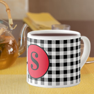 Tasse Expresso Monogram Buffalo Check & Élégant Rouge 6oz.