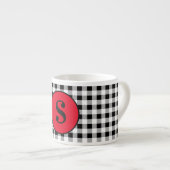 Tasse Expresso Monogram Buffalo Check & Élégant Rouge 6oz. (Devant droit)
