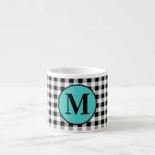 Tasse Expresso Monogram Buffalo Check & Turquoise 6oz. (Devant)