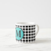 Tasse Expresso Monogram Buffalo Check & Turquoise 6oz. (Devant droit)