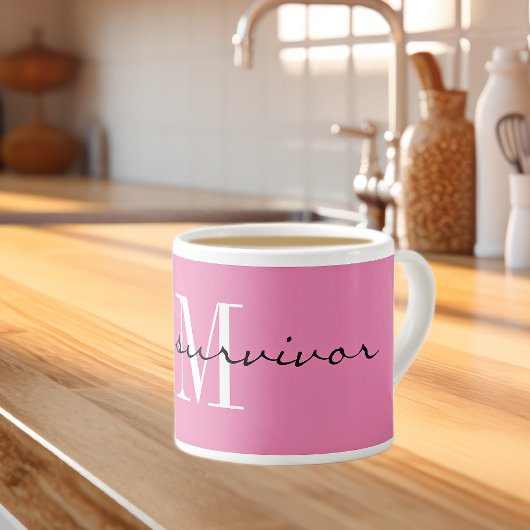 Tasse Expresso Monogram, je suis un survivant, 6oz Pink Specialty