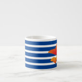 Tasse Expresso Monogramme à rayures bleu chic (Devant)