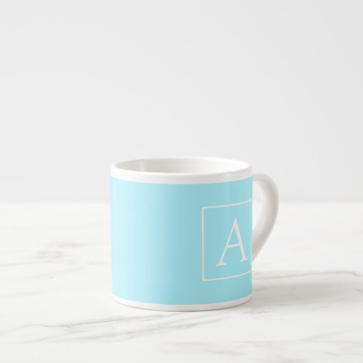 Tasse Expresso Monogramme bleu ciel simple (Devant droit)