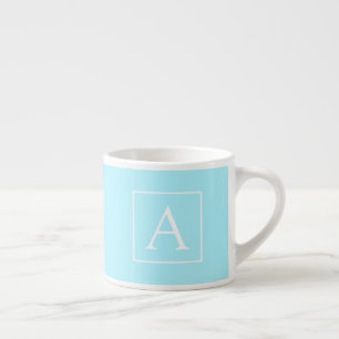 Tasse Expresso Monogramme bleu ciel simple