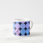 Tasse Expresso Monogramme bleu pourpre et rose des cercles (Devant droit)