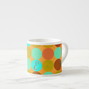 Tasse Expresso Monogramme Cercles Turquoise Bleu Vert & Orange