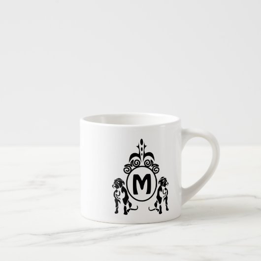 Tasse Expresso Monogramme de chien à deux gardes (Droite)