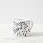 Tasse Expresso Monogramme de doodle dessiné à la main de fleur d' (Devant droit)