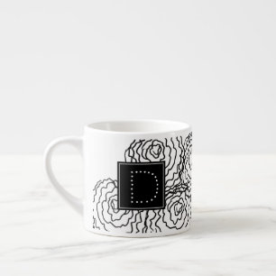 Tasse Expresso Monogramme de doodle dessiné à la main de fleur d'