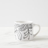 Tasse Expresso Monogramme de doodle dessiné à la main de fleur d' (Droite)