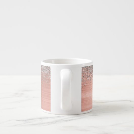 Tasse Expresso Monogramme de Parties scintillant d'argent en méta (Dos)