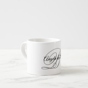 Tasse Expresso Monogramme de style calligraphique fantaisie gris