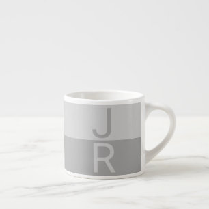 Tasse Expresso Monogramme d'initiales Modernes Gris Clair & Gris