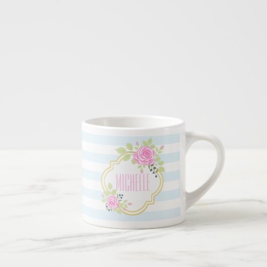 Tasse Expresso Monogramme Fancy Roses Roses Roses Roses Blueberry (Droite)