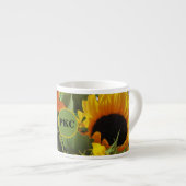 Tasse Expresso Monogramme Fleurs de soleil d'automne Photo Imprim (Devant droit)