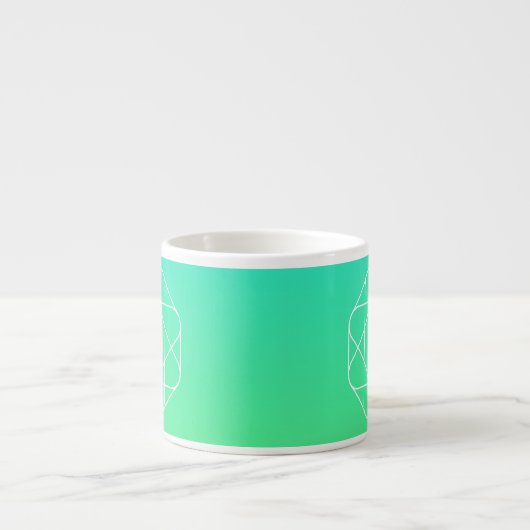 Tasse Expresso Monogramme géométrique cool | Ombre Vert bleu et c (Devant)