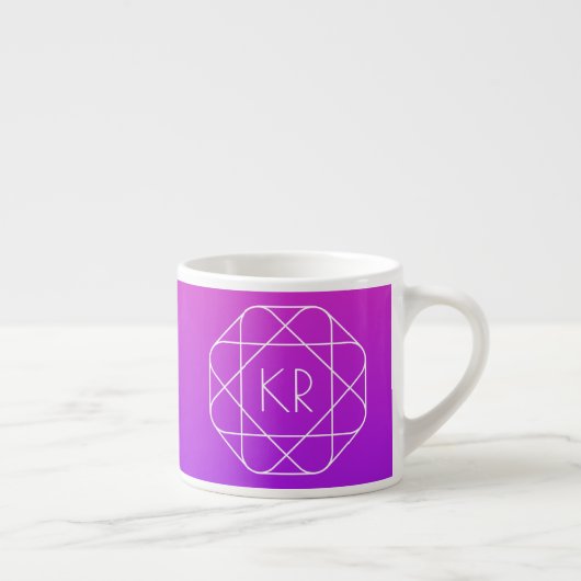 Tasse Expresso Monogramme géométrique cool | Violette violette ma (Droite)