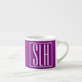 Tasse Expresso Monogramme Initiales 3 Moderne Gras | Blanc & Viol (Droite)