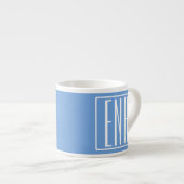 Tasse Expresso Monogramme Initiales 3 Modernes Gras | Bleu Clair (Devant droit)