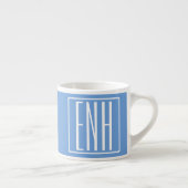 Tasse Expresso Monogramme Initiales 3 Modernes Gras | Bleu Clair (Droite)