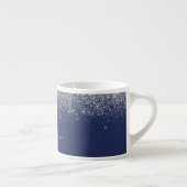 Tasse Expresso Monogramme métallique pailleté bleu marine argenté (Droite)