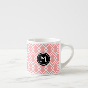 Tasse Expresso Monogramme Moderne Géométrique Rose Black Espresso