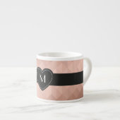 Tasse Expresso Monogramme noir coeur chic rose or géométrique (Devant droit)
