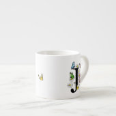 Tasse Expresso Monogramme papillon floral initial J (Devant droit)