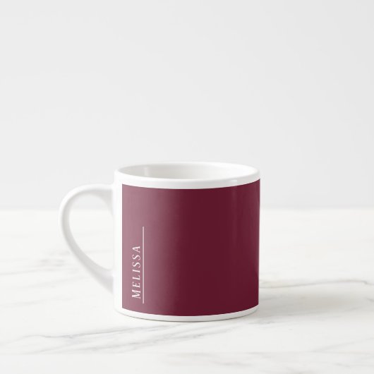 Tasse Expresso monogramme personnalisé, bordeaux moderne (Gauche)