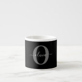 Tasse Expresso Monogramme personnalisé Nom de script noir blanc g (Devant)