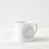 Tasse Expresso Monogrammes de cadeau de mariage de cercle de feui (Devant droit)