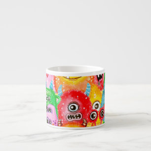 Tasse Expresso Monstres Drôle, Aquarelle Motif sans couture.