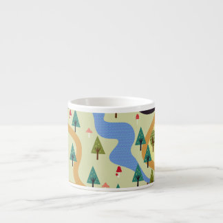 Tasse Expresso Montagnes, rivières, forêt, motif automobile.