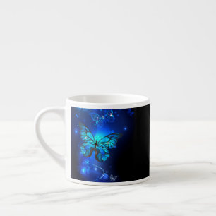 Tasse Expresso Morpho Butterfly in the Dark Background